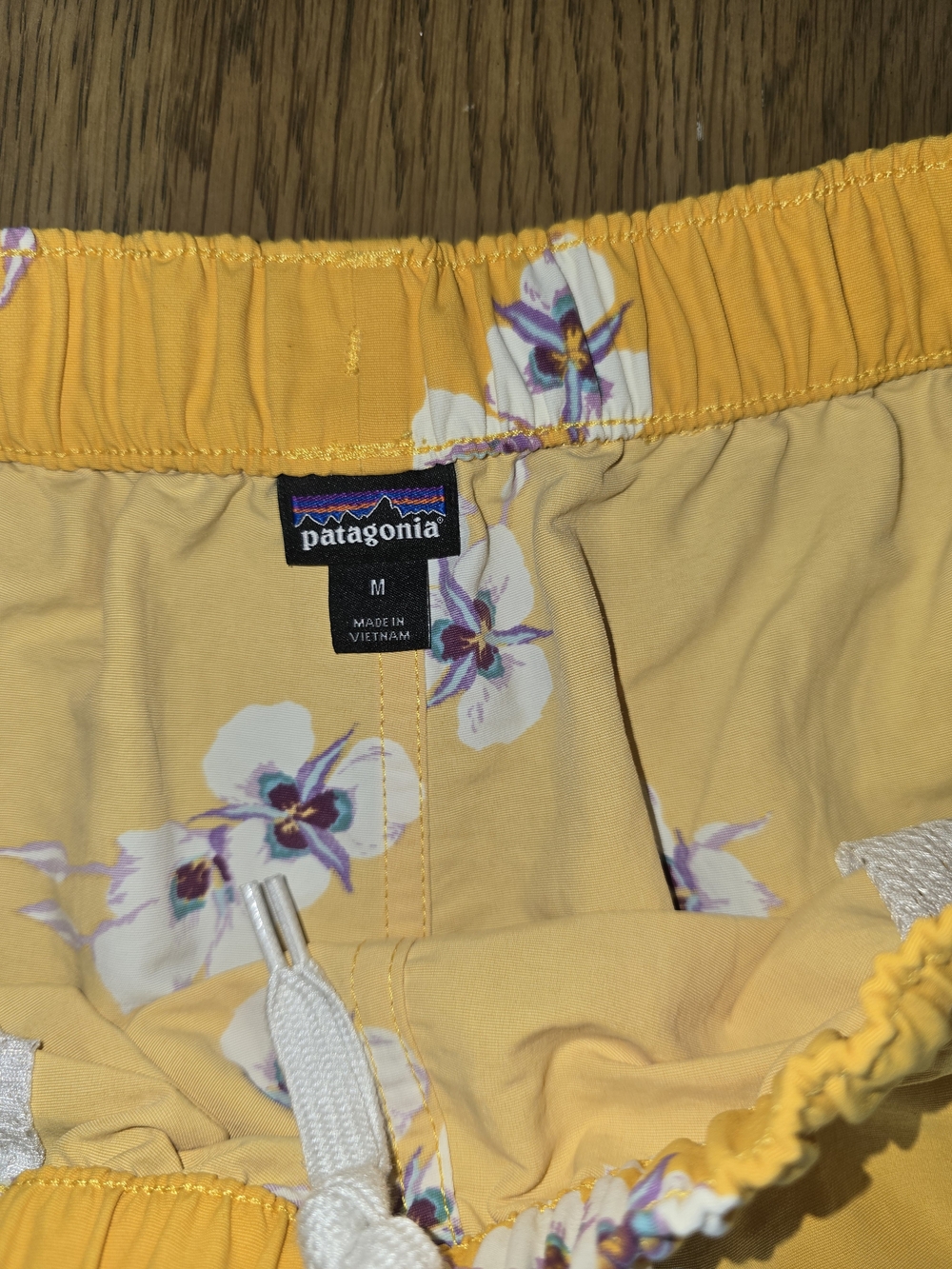 Patagonia Women’s Yellow Floral Drawstring Athletic Shorts